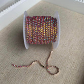 1 Yard SS6 Rose AB Champagne Gold Metal Rhinestone Banding